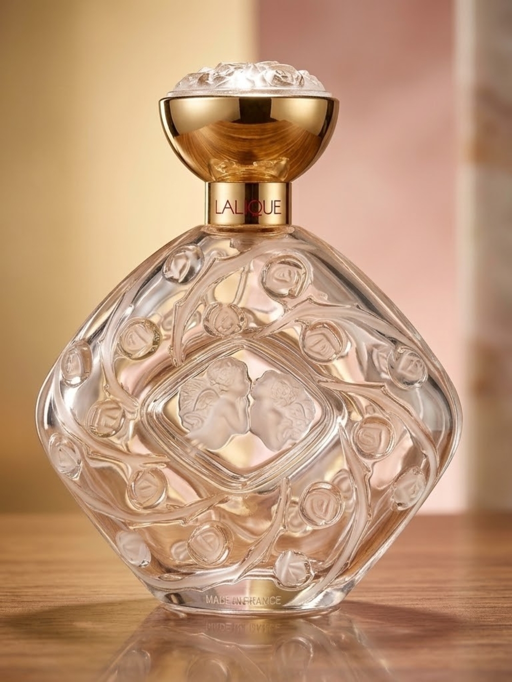 Lalique Perfume Glass Bottle Empty Le Baiser Vintage Kissing Couple France